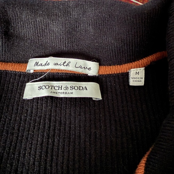 Scotch & Soda Black Night Stripe Knit Polo Sz M - Picture 8 of 8